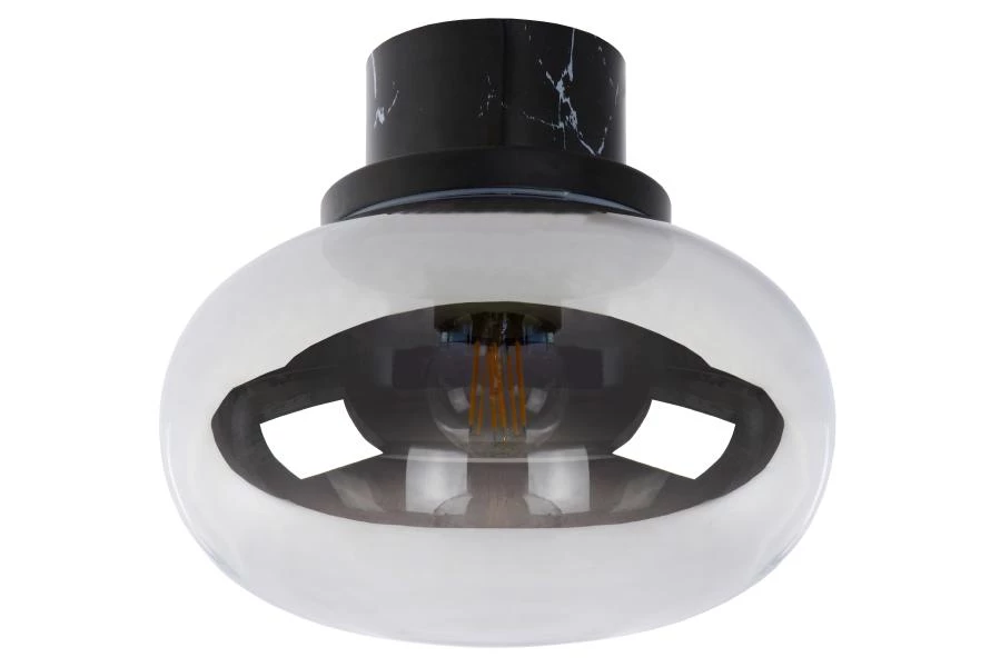 Lucide LORENA - Flush ceiling light Bathroom - Ø 23 cm - 1xE27 - IP44 - Smoke Grey - turned off